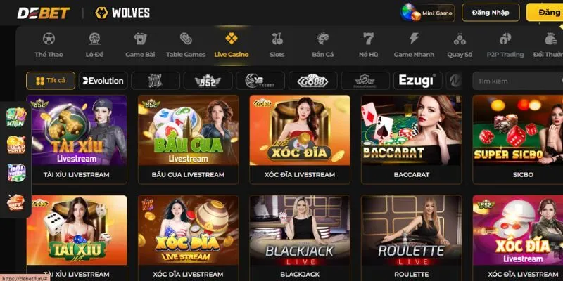 Trải nghiệm cá cược casino Debet cực đỉnh